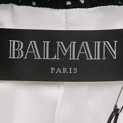 Balmain White Tweed Button Detail Fringed Jacket M