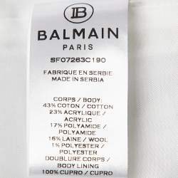 Balmain White Tweed Button Detail Fringed Jacket M