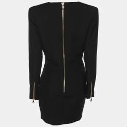 Balmain Black Wool Midi Dress M