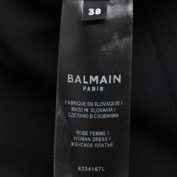 Balmain Black Wool Midi Dress M