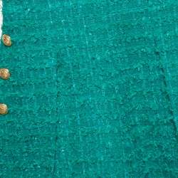 Balmain Green Tweed Button Detail High Rise Shorts S