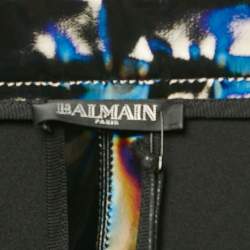Pre Owned Balmain Black Iridescent Nylon Pants L