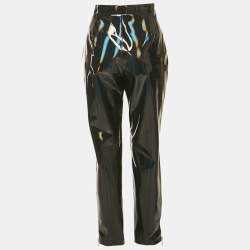 Pre Owned Balmain Black Iridescent Nylon Pants L