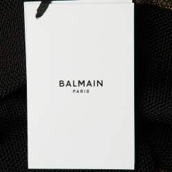 Pre Owned Balmain Black Knit & Lurex Trim Detail Mini Dress M