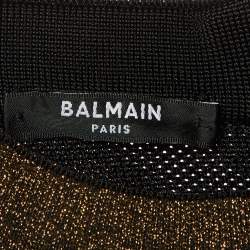 Pre Owned Balmain Black Knit & Lurex Trim Detail Mini Dress M
