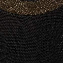 Pre Owned Balmain Black Knit & Lurex Trim Detail Mini Dress M