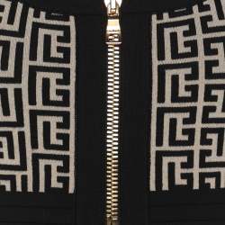 Pre Owned Balmain Black/Beige Wool jacquard Knit Crank Top S