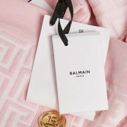 Pre Owned Balmain Pink Monogram Jacquard Knit Mini Skirt M