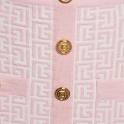 Pre Owned Balmain Pink Monogram Jacquard Knit Mini Skirt M