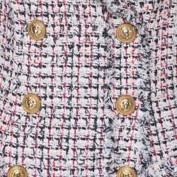 Pre Owned فستان بالمان تويد بلا أكمام أبيض ومتعدد الألوان قصير مقاس متوسط (ميديام)