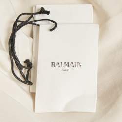 مملوكة مسبقًا جاكيت بلميان أبيض مصفر مفتوح مزين بقطعة تويد متوسط