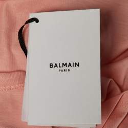 مملوكة مسبقًا تي شيرت بالمان قطن بلون الخوخ بشعار مضاف بدون أكمام مقاس متوسط