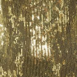 Pre Owned Balmain Gold Sequin Fringed Midi Dress M