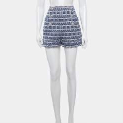 مملوكة مسبقًا شورت بالمان تويد أزرق خصر عالي مقاس كبير