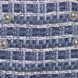 مملوكة مسبقًا شورت بالمان تويد أزرق خصر عالي مقاس كبير