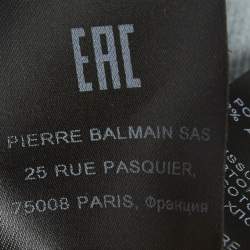 Pre Owned Balmain Blue Tweed and Denim Sleeveless Top & Mini Skirt Suits L