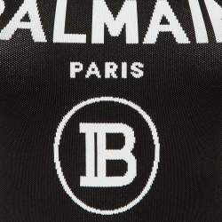 Pre Owned Balmain Monochrome Logo Knit Bodysuit S