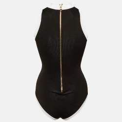 Pre Owned Balmain Monochrome Logo Knit Bodysuit S
