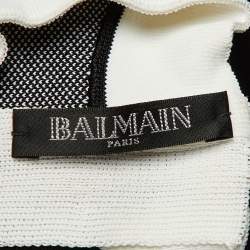 Pre Owned Balmain Monochrome Logo Knit Bodysuit S