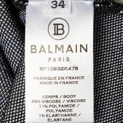 Pre Owned Balmain Monochrome Logo Knit Bodysuit S