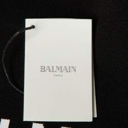 Pre Owned Balmain Monochrome Logo Knit Bodysuit S