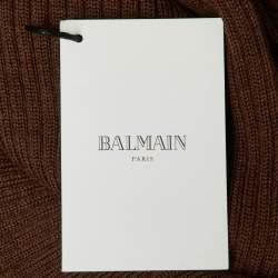 Pre Owned Balmain Brown Merino Wool Knit Bodycon Dress S