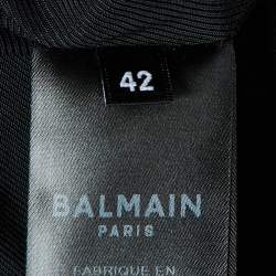 Pre Owned Balmain Black Gabardine Double Breasted Blazer L