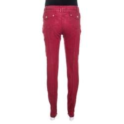 Balmain Red Coated Denim Slim Fit Jeans L