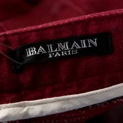 Balmain Red Coated Denim Slim Fit Jeans L