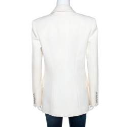 Pre Owned Balmain Off White Wool Double Breasted Blazer M