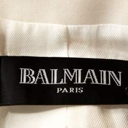 Pre Owned Balmain Off White Wool Double Breasted Blazer M