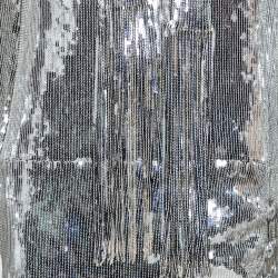 Pre Owned Balmain Silver Sequined Fringed Scarf Dress M