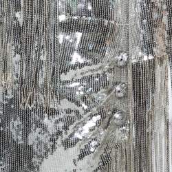 Pre Owned Balmain Silver Sequined Fringed Scarf Dress M
