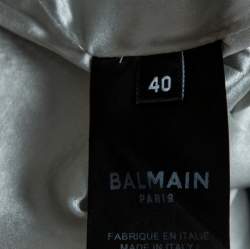 Pre Owned Balmain Silver Sequined Fringed Scarf Dress M