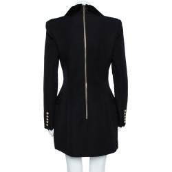 Pre Owned Balmain Black Double Beasted Wool Blazer Dress M