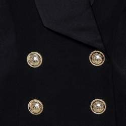 Pre Owned Balmain Black Double Beasted Wool Blazer Dress M