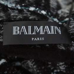 Pre Owned Balmain Monochrome Lurex Unstructured Tweed Double Breasted Blazer M