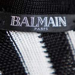 Balmain Monochrome Striped Knit Faux Wrap Jumpsuit M