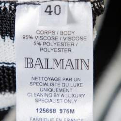 Balmain Monochrome Striped Knit Faux Wrap Jumpsuit M