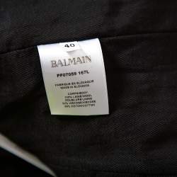 Balmain Neon Yellow Wool Double Breasted Button Front Blazer M