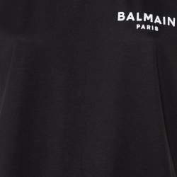 Pre Owned Balmain Black Logo Printed Cotton Crewneck Oversized T-Shirt XS