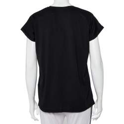 Pre Owned Balmain Black Logo Printed Cotton Crewneck Oversized T-Shirt XS
