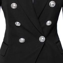 Pre Owned Balmain Black Embellished Wool Double Breasted Blazer S