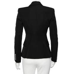 Pre Owned Balmain Black Embellished Wool Double Breasted Blazer S