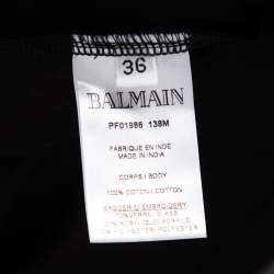 Balmain Black Cotton Embellished Oversized Round Neck T-Shirt S