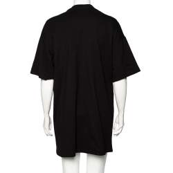 Balmain Black Cotton Embellished Oversized Round Neck T-Shirt S