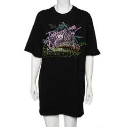 Balmain Black Cotton Embellished Oversized Round Neck T-Shirt S