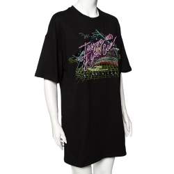 Balmain Black Cotton Embellished Oversized Round Neck T-Shirt S