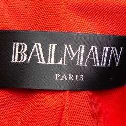 Pre Owned Balmain Red Wool Double Breasted Blazer M