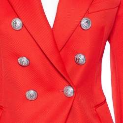 Pre Owned Balmain Red Wool Double Breasted Blazer M